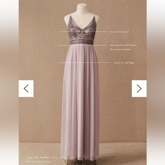 Anthropologie BHLDN Vilette Embellished Maxi Dress Silver Fog - Picture 7 of 13